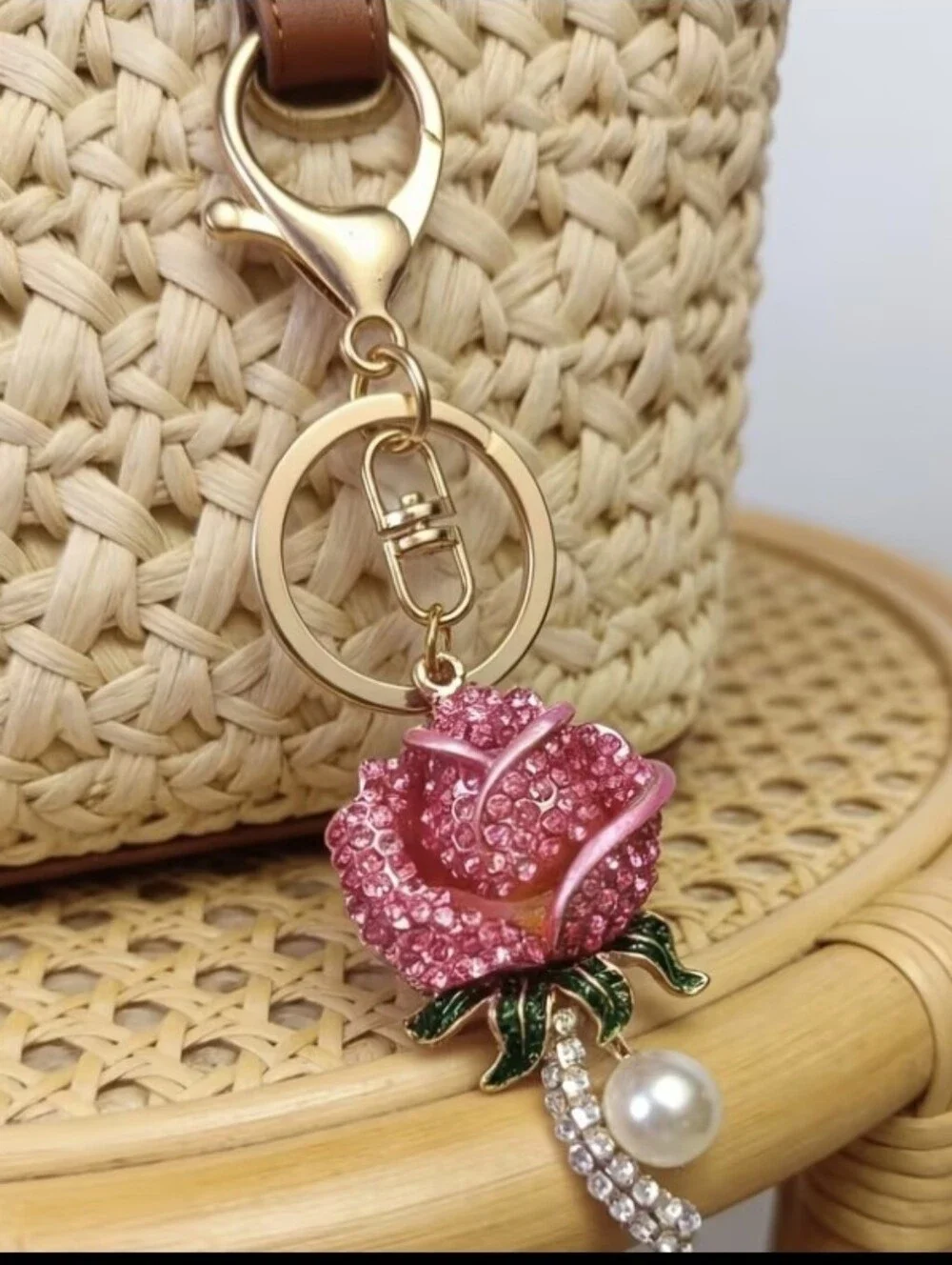 Beautiful Rose Bag Charm/ Keychain NEW